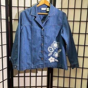 Breckinridge Embroidered Denim Jean Jacket Size L